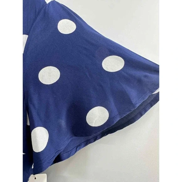 NWT peyton & parker Women's Blue/White Polka Dot Wrap Dress Large - Picture 6 of 9
